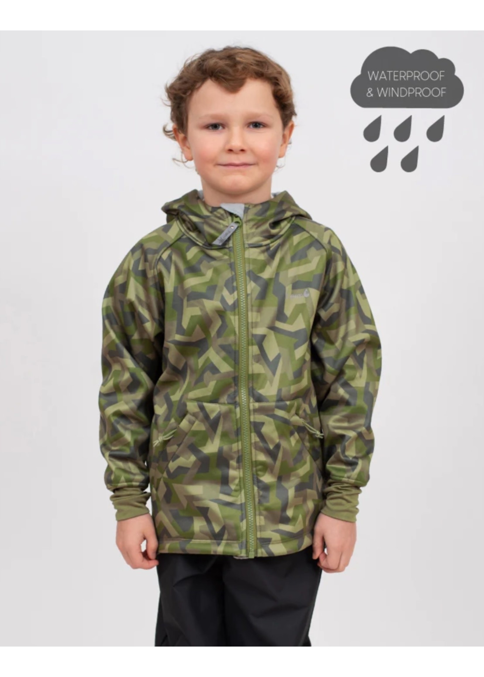 Therm Therm Kids, All-Weather Hoodie - Geo Camo | Waterproof Windproof Eco