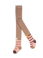 Deux Par Deux Cat Print Tights With Stripes