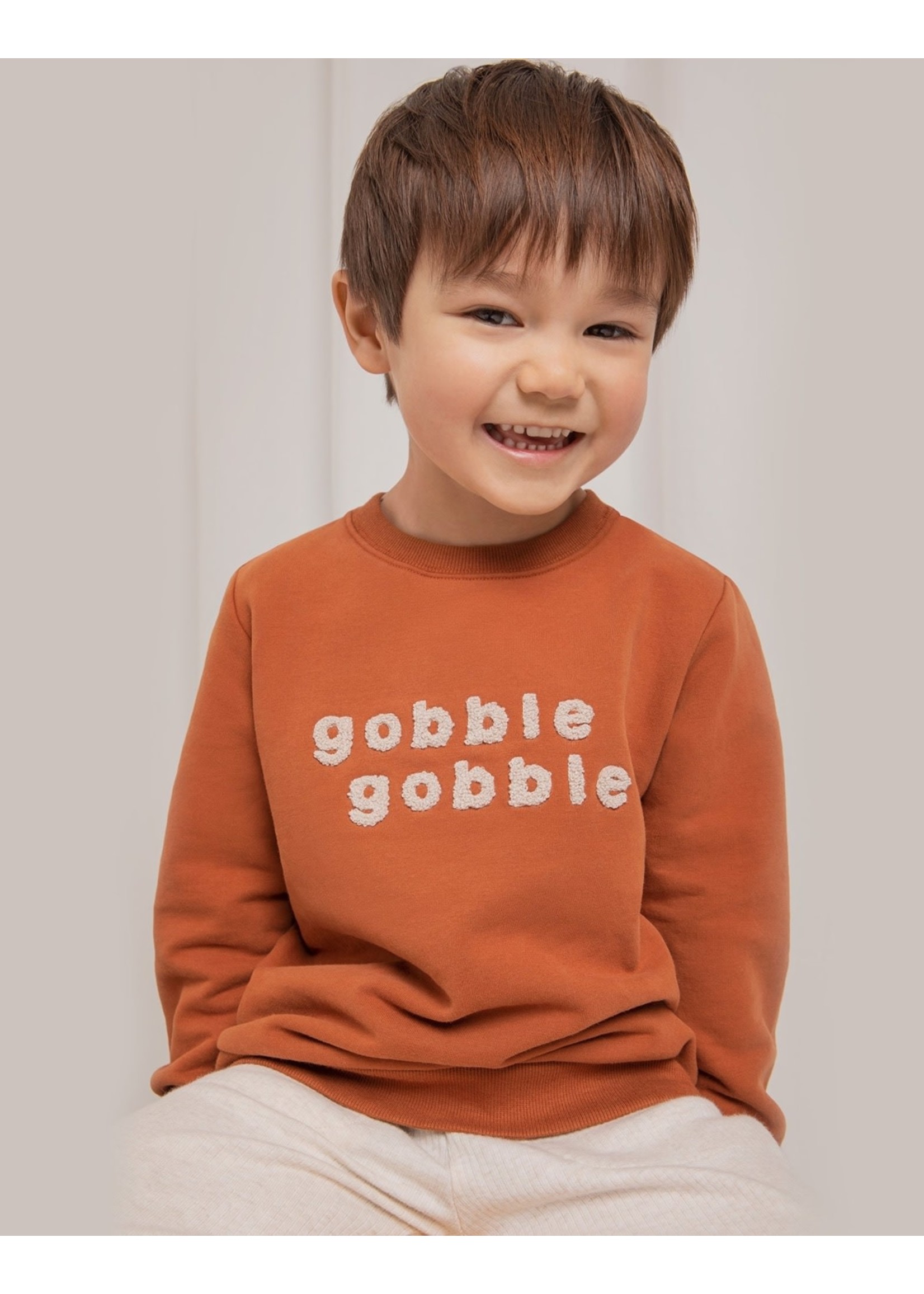 Petit Lem Petit Lem, Gobble Gobble Leather Brown Sweatshirt