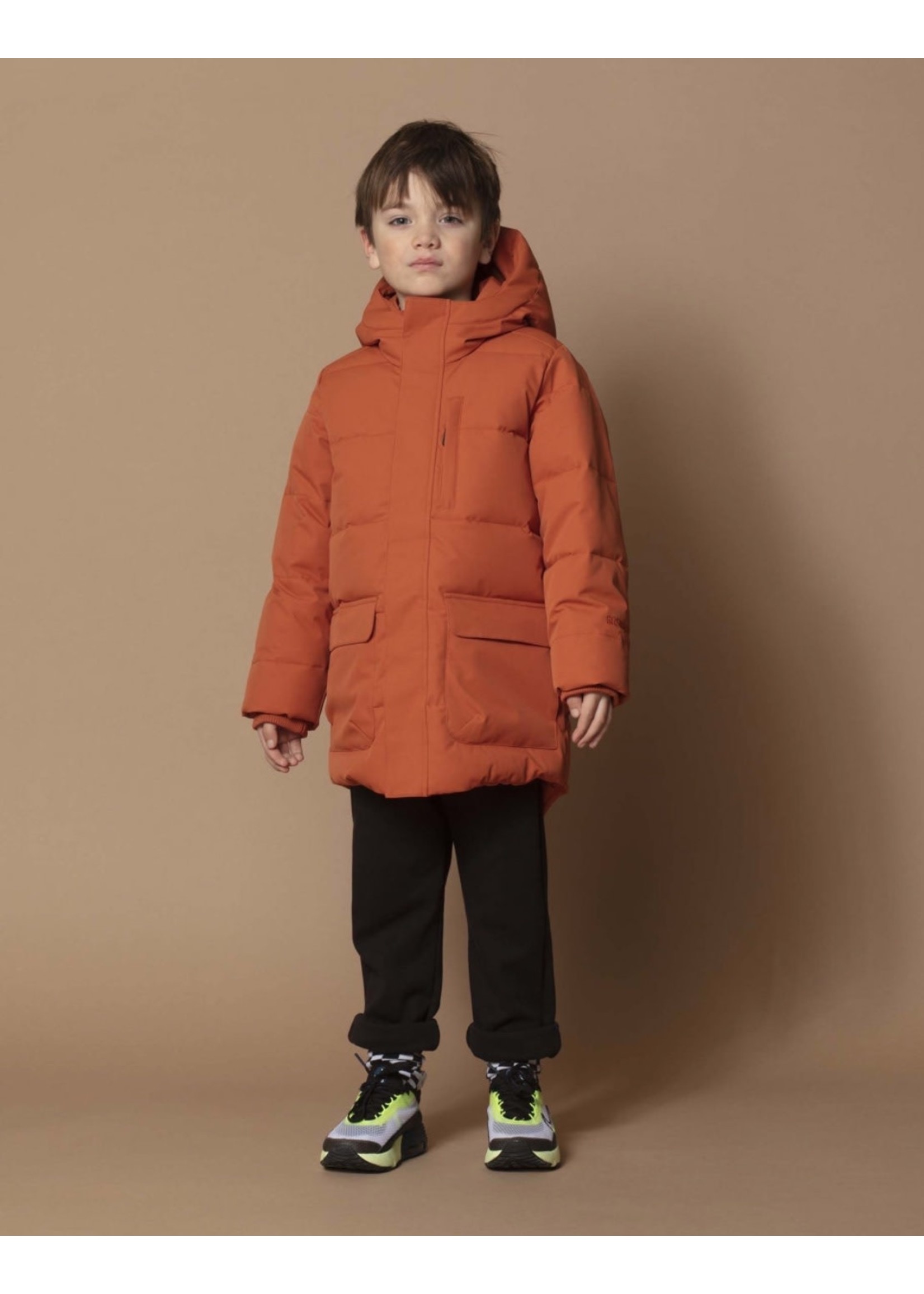 Go Soaky GOSOAKY, Tiger Eye Puffer Jacket In Rust