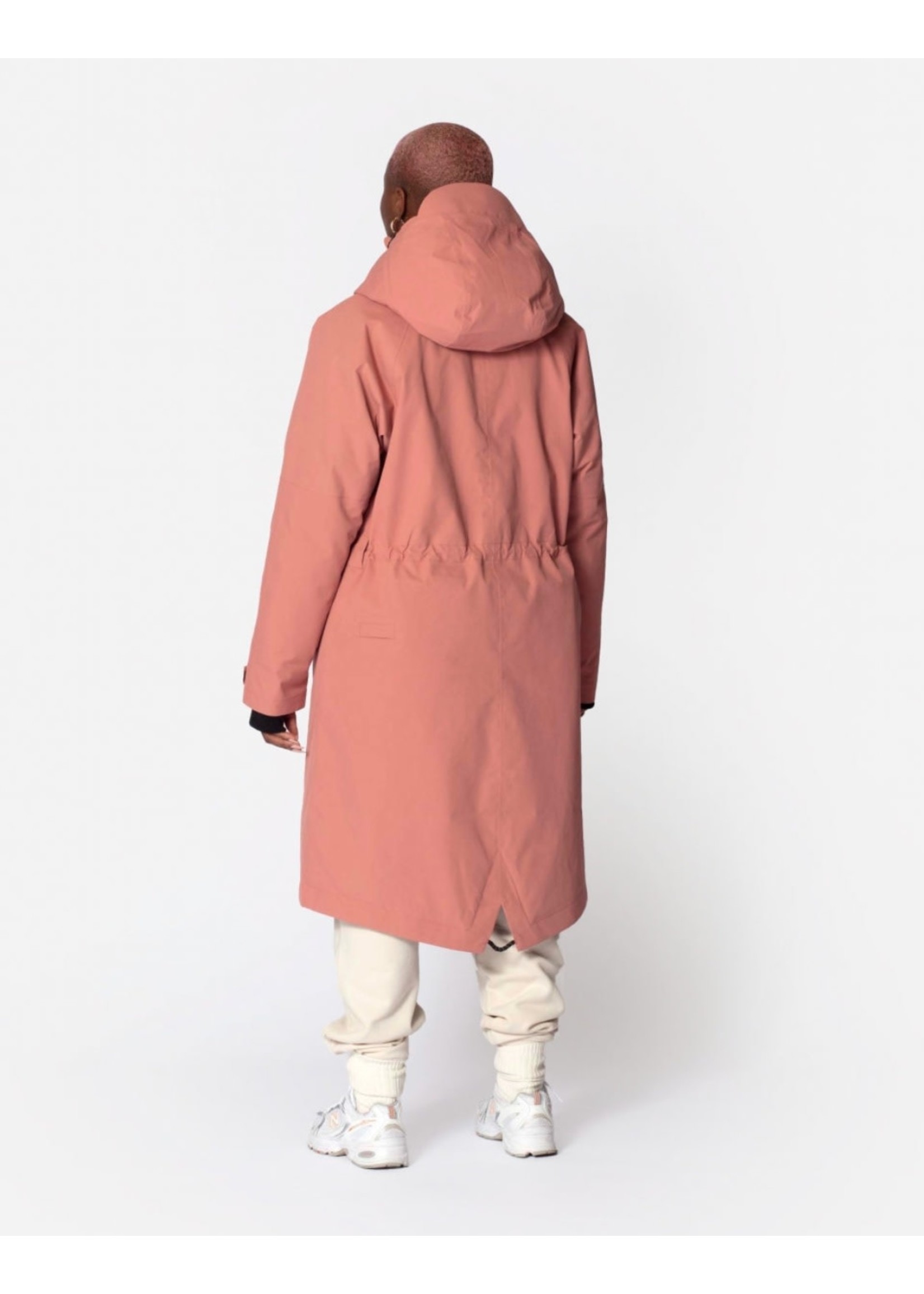 Go Frank Go Frank, Ladies Cold Winter Long Parka With Fur Lining in Desert Sand Pink