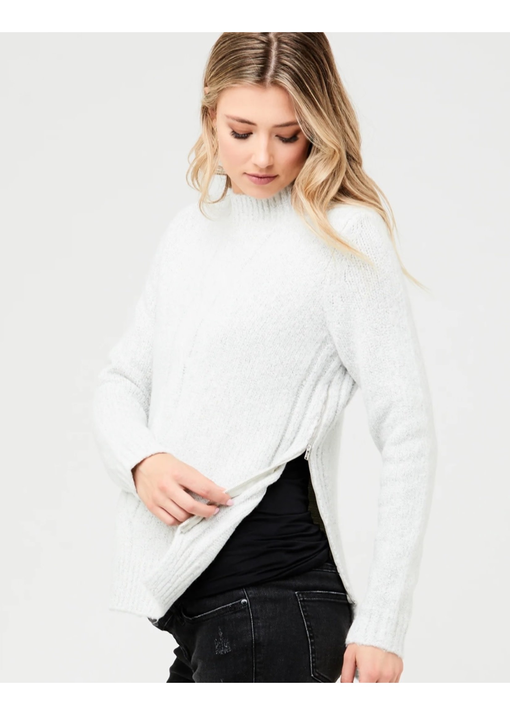 Ripe Maternity Ripe Maternity, Cable Knit Nursing & Maternity Sweater in Snow
