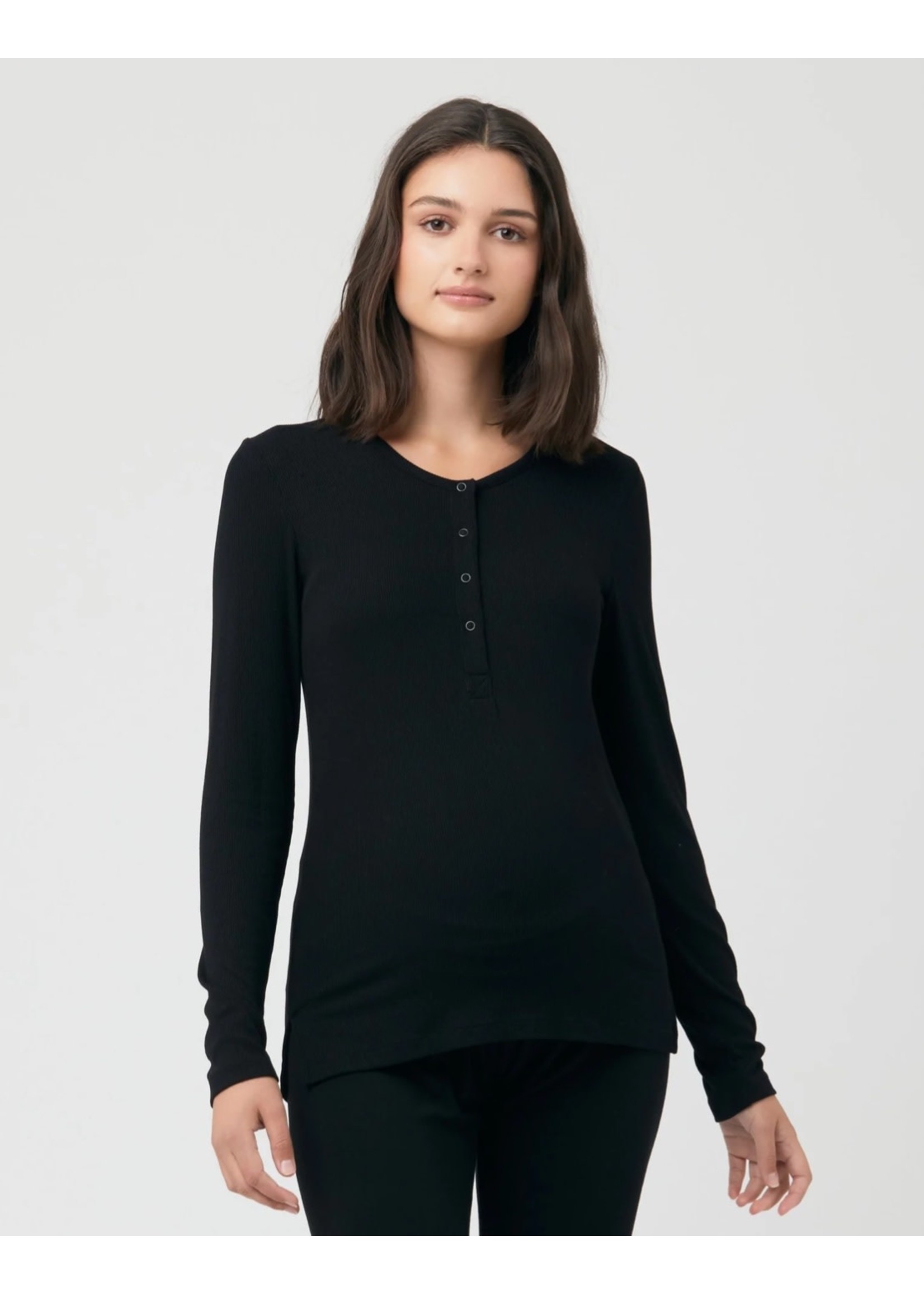 Ripe Maternity Ripe Maternity, Rib Button Through Top in Black