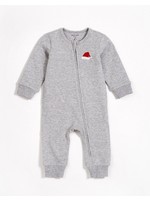 Petit Lem Petit Lem, Santa Baby on Heather Grey Fleece Playsuit