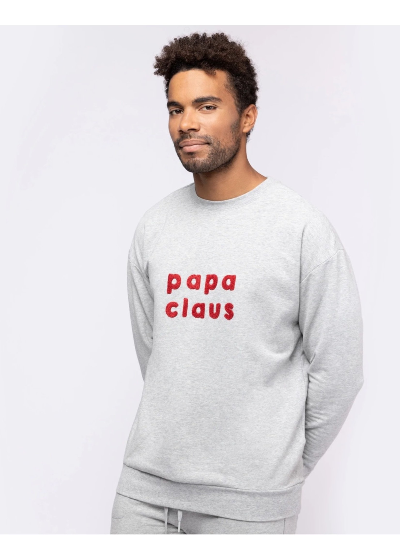 Petit Lem Petit Lem, Papa Claus on Heather Grey Fleece Men's Sweatshirt