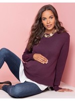 Seraphine Seraphine, Keisha Burgundy Mock Shirt Maternity & Nursing Sweater