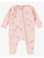 Souris Mini Souris Mini, Pink Kitty Print Organic Cotton Footie Pajama