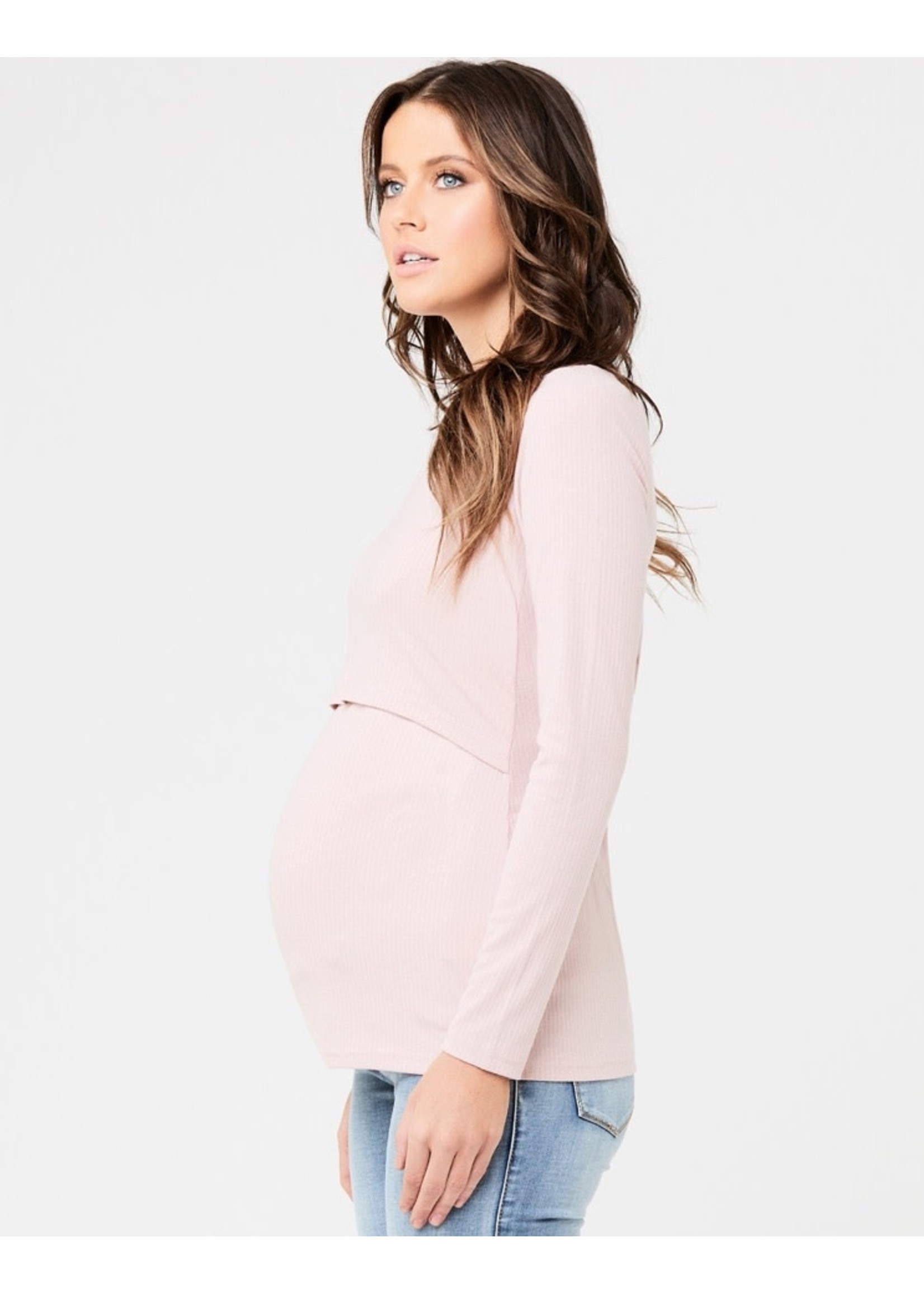 Ripe Maternity Ripe Maternity, Tessa Rib Maternity and Nursing Top in Dusty Pink