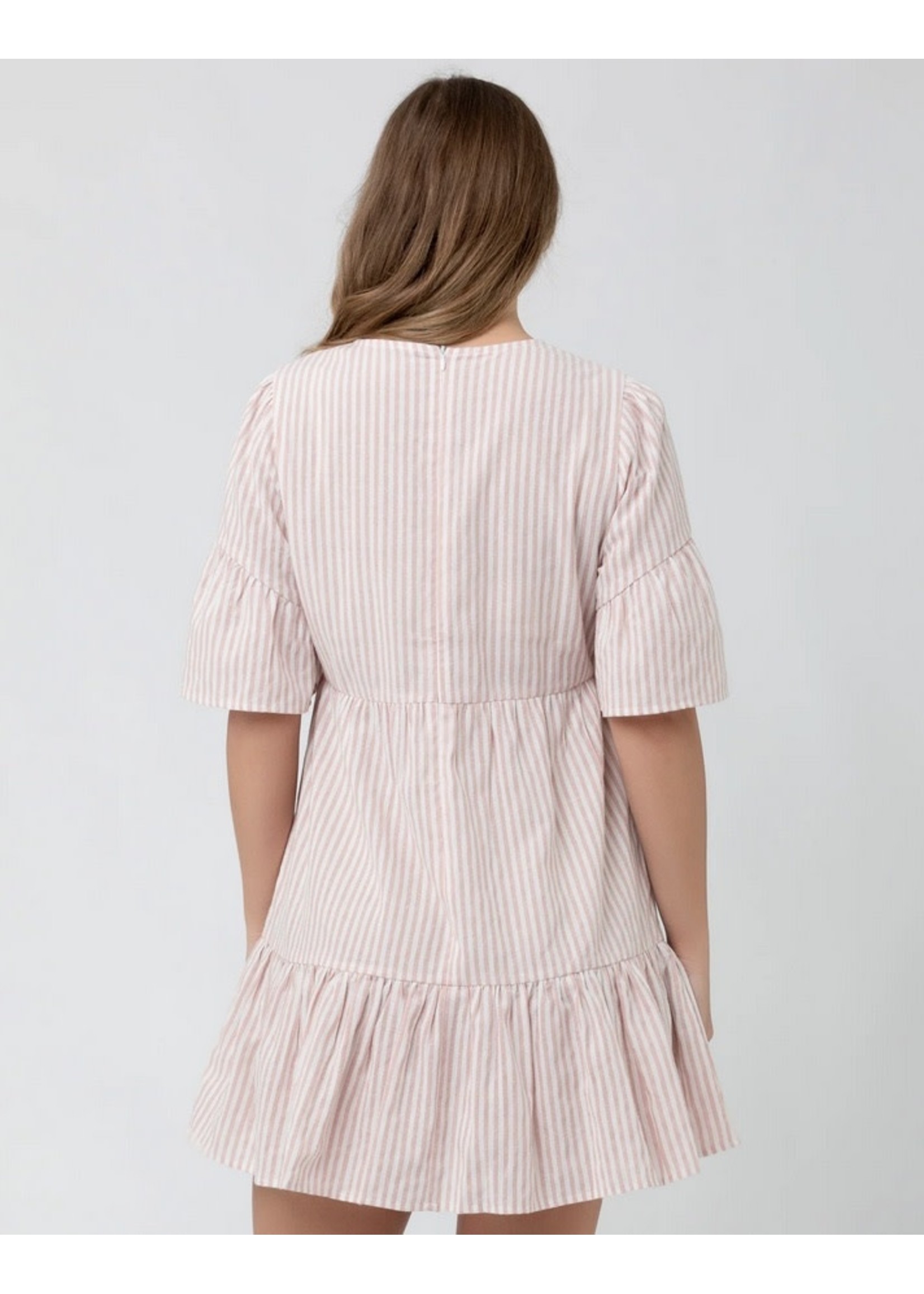 Ripe Maternity Ripe Maternity, Tori Tiered Dress Dusty || Pink / White Stripe