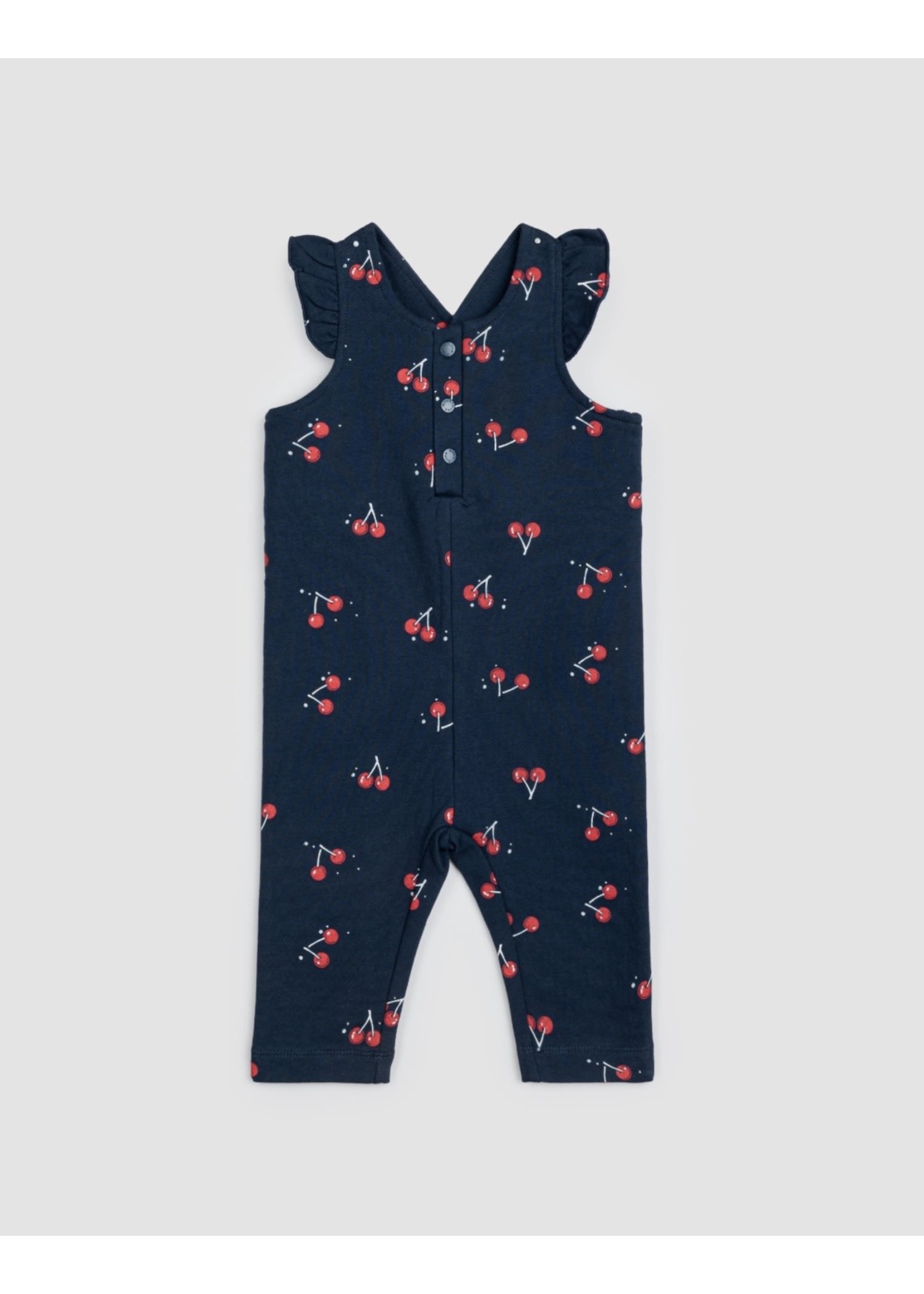Miles the Label Miles th Label, Cherry Print on Navy Sleeveless Baby Girl Playsuit