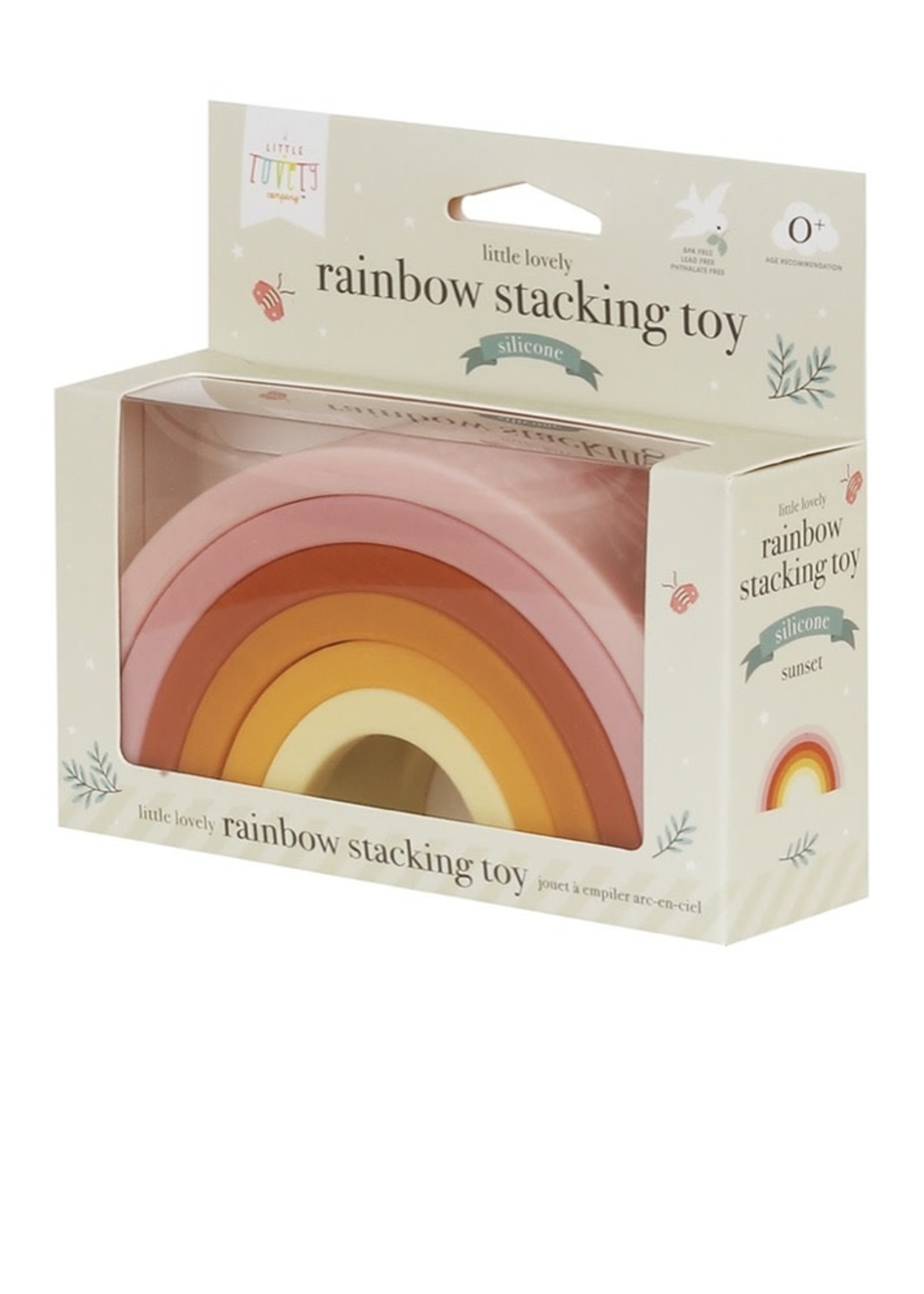 A Little Lovely Co. A Little Lovely, Rainbow Silicone Stacking Toy in Sunset