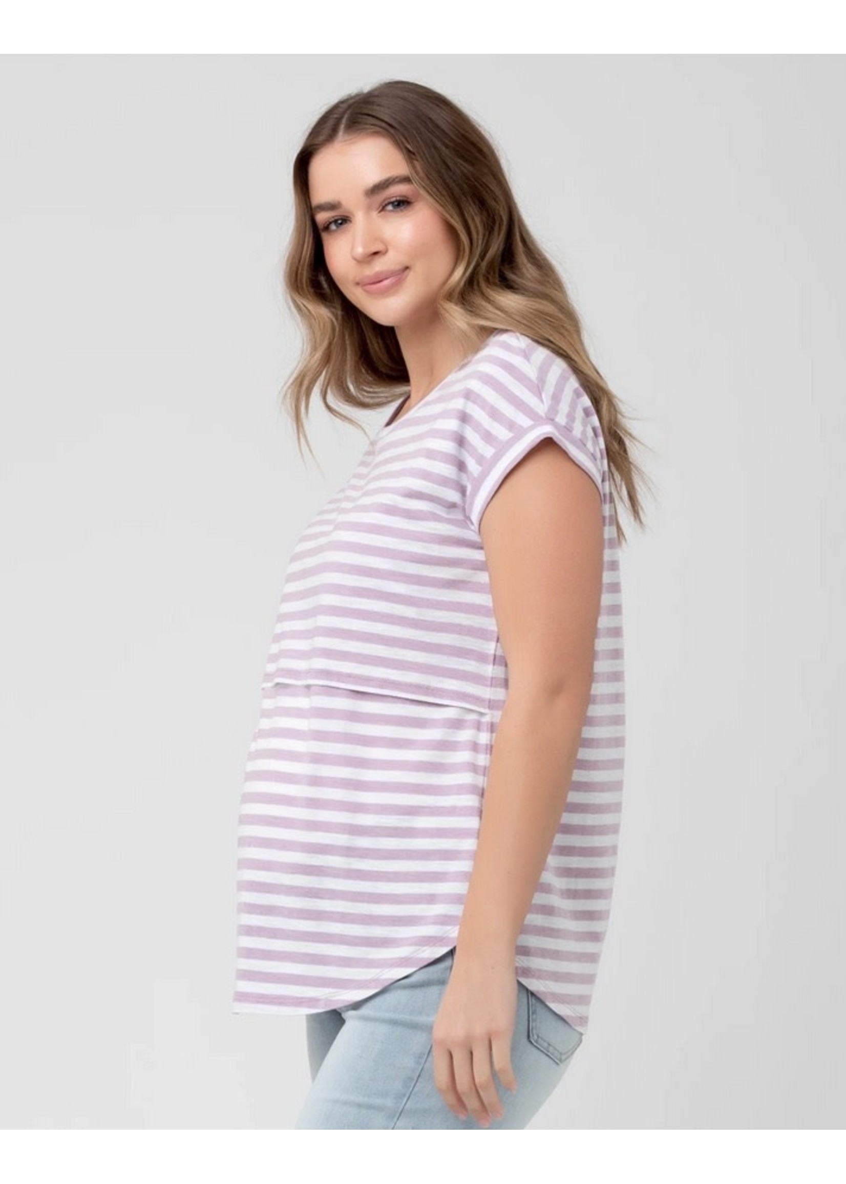 Cotton Stripe Maternity & Nursing Top