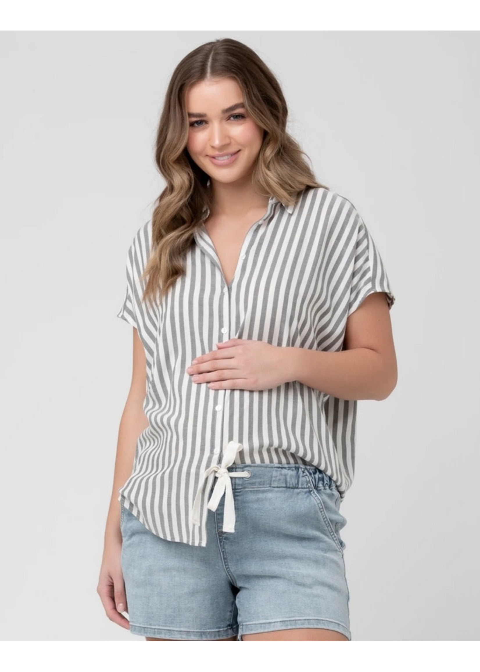 Ripe Maternity Ripe Maternity, Ada Relaxed Shirt || Black & White Stripe