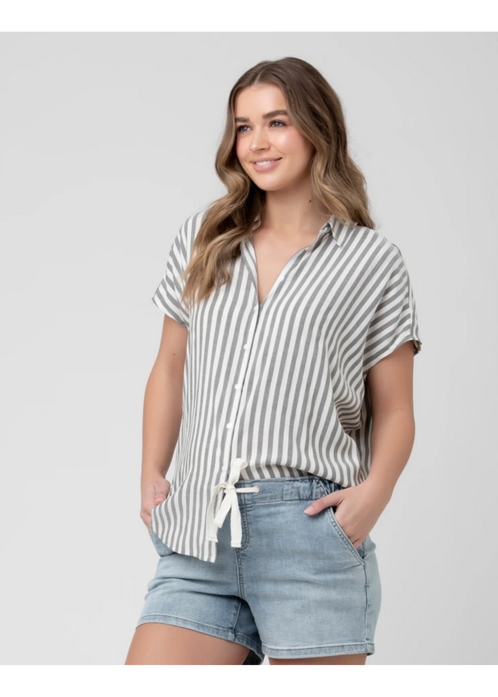 Ripe Maternity Ripe Maternity, Ada Relaxed Shirt || Black & White Stripe