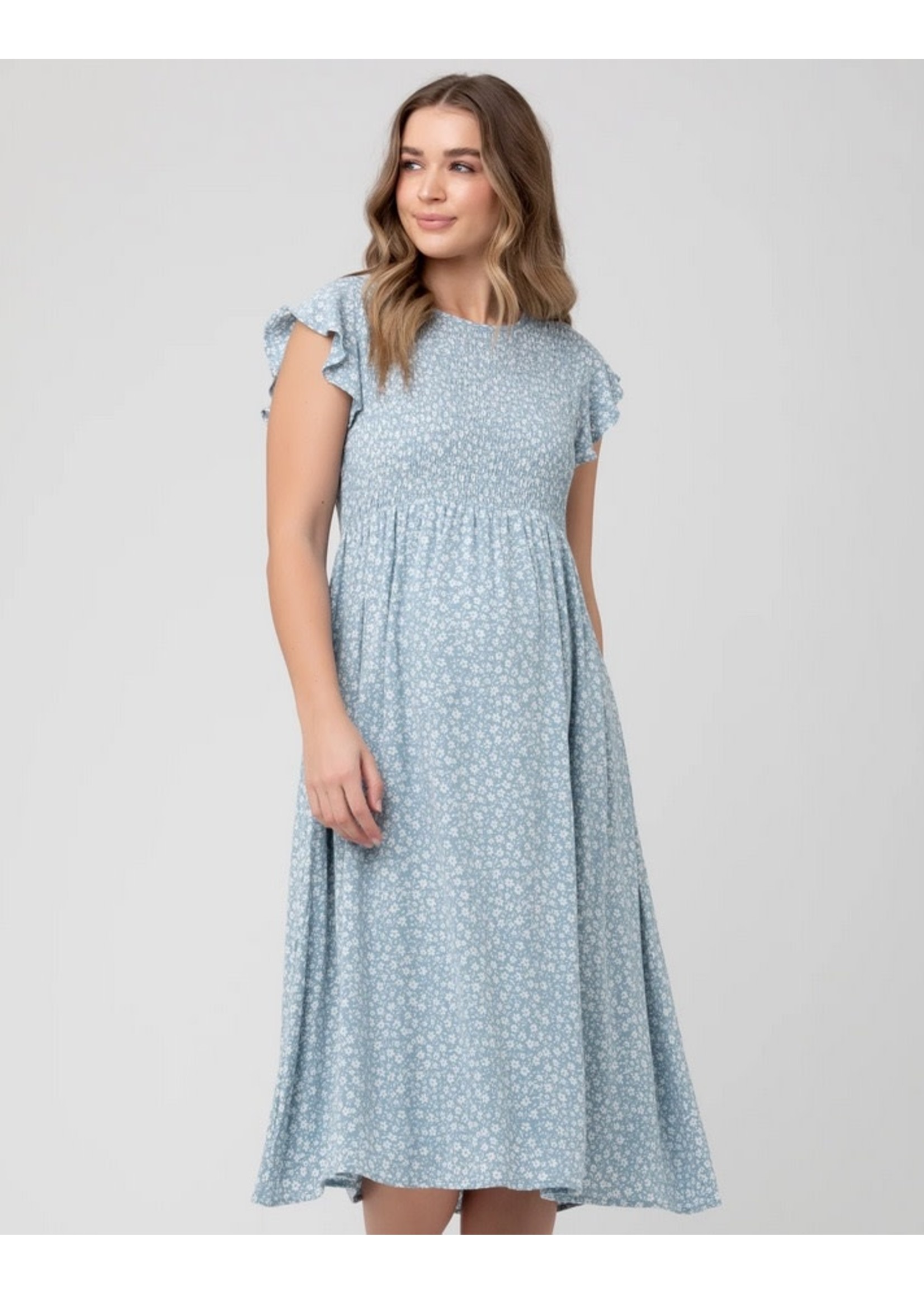 Ripe Maternity Ripe Maternity, Ava Shirred Dress || Petrol / White