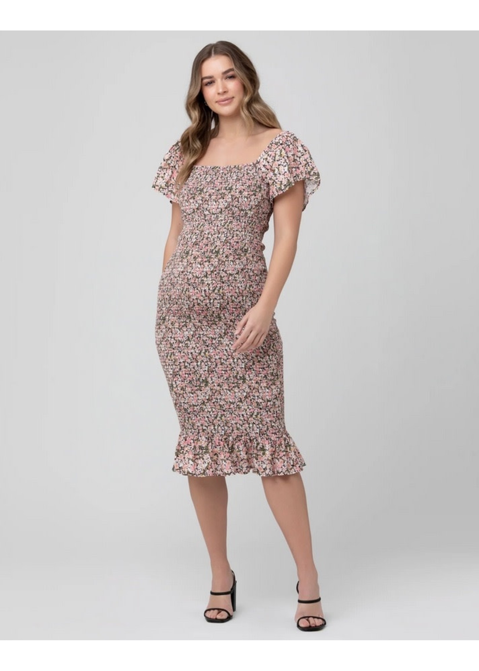 Ripe Maternity Maternity Sophia Floral Shirred Midi Dress