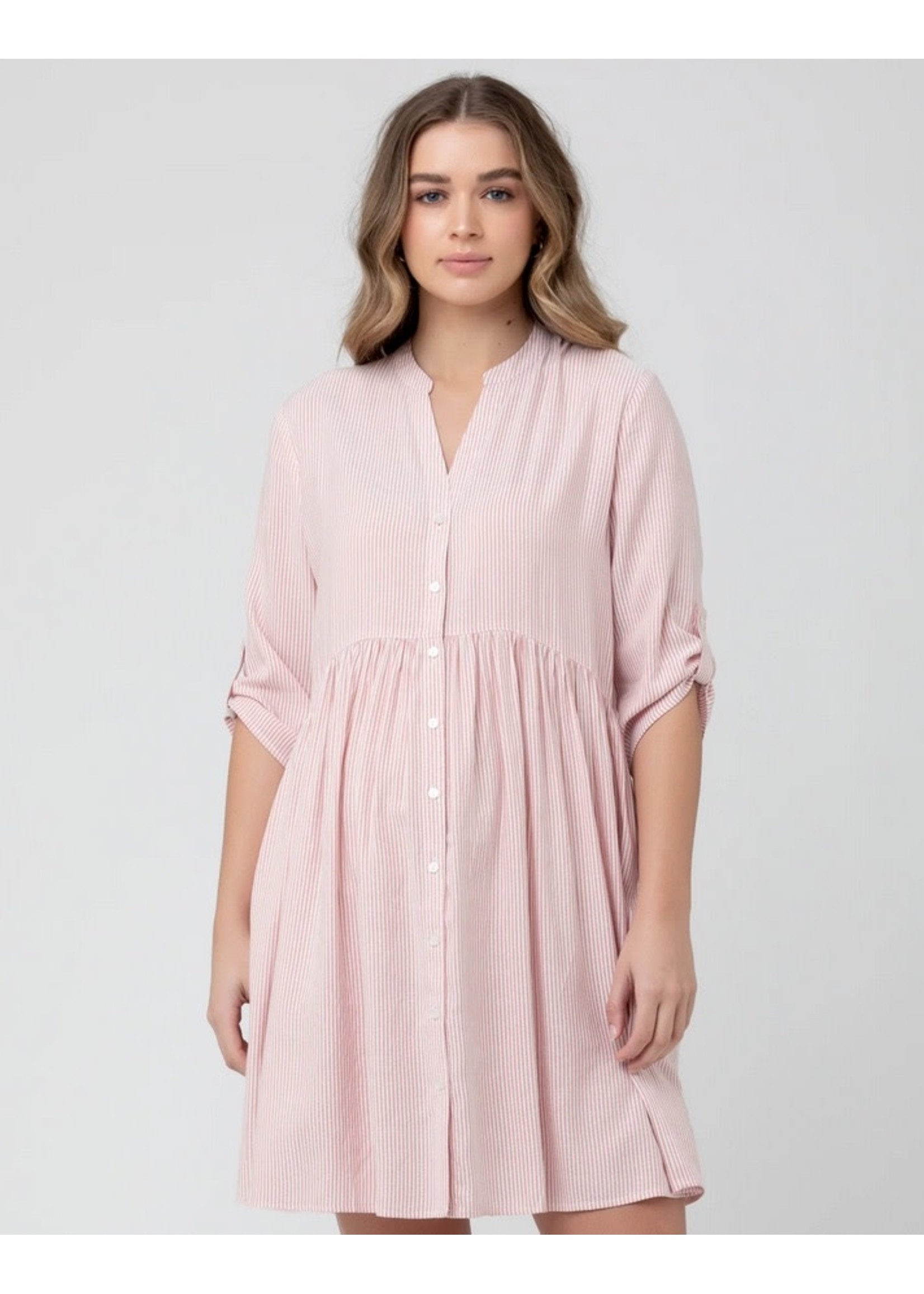 Ripe Maternity Ripe Maternity, Sam Stripe Dress || Terracotta / White