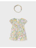 Mayoral Mayoral, Floral Printed Dress with Headband Sustainable Cotton || Lilac