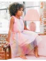 Deux Par Deux Deux Par Deux, Sleeveless Dress With Rainbow Mesh || Pink