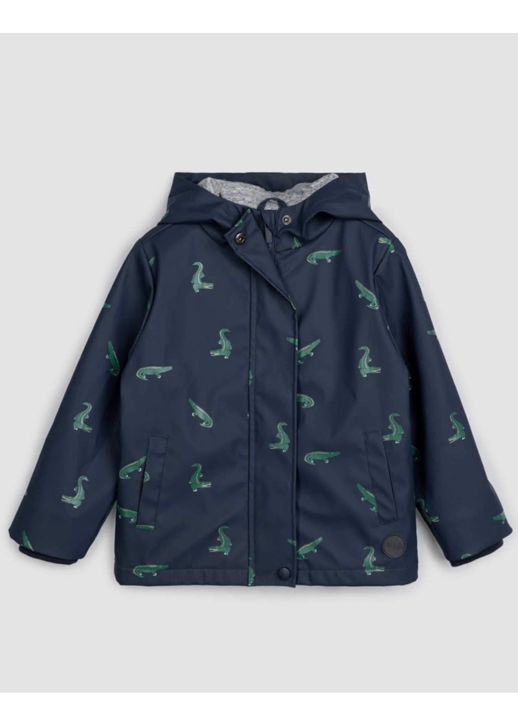 Miles the Label Miles The Label, Croc Print on Navy Hooded Raincoat