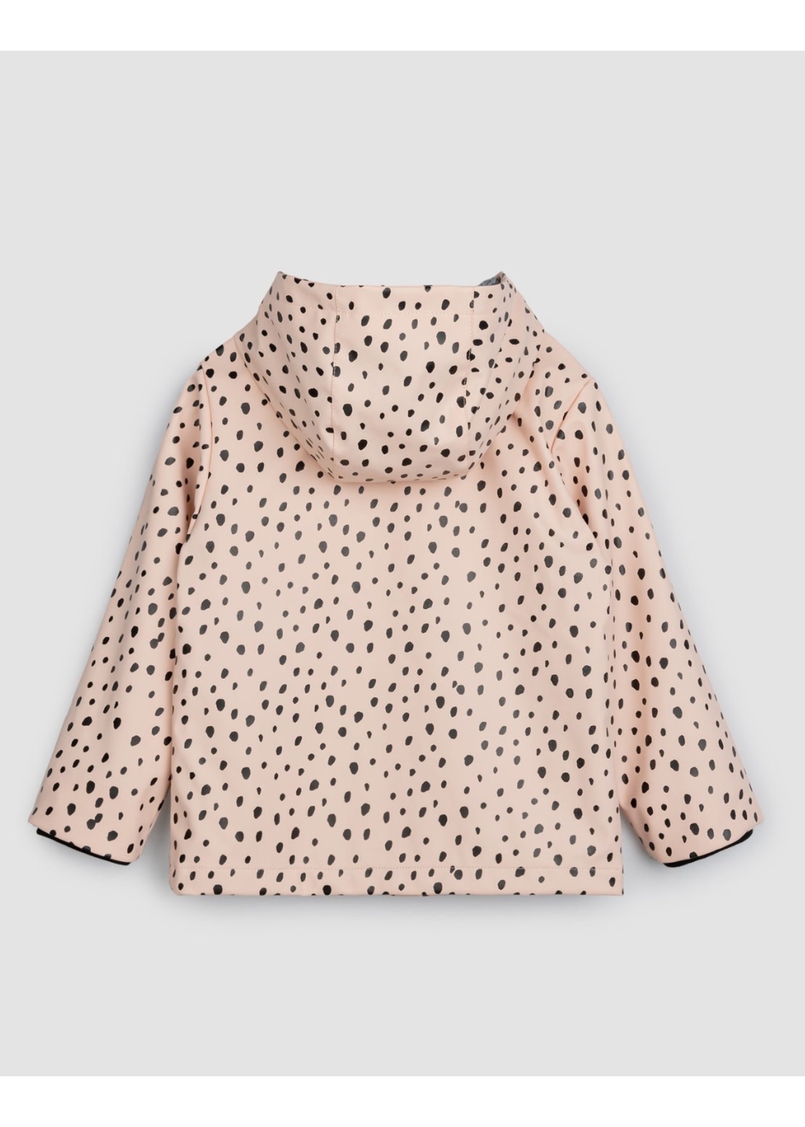 Miles the Label Miles the Label, Dalmatian Dot Print on Light Pink Hooded Raincoat