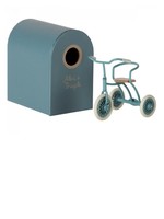 Maileg Maileg, Abri a Tricycle, Mouse - Petrol Blue