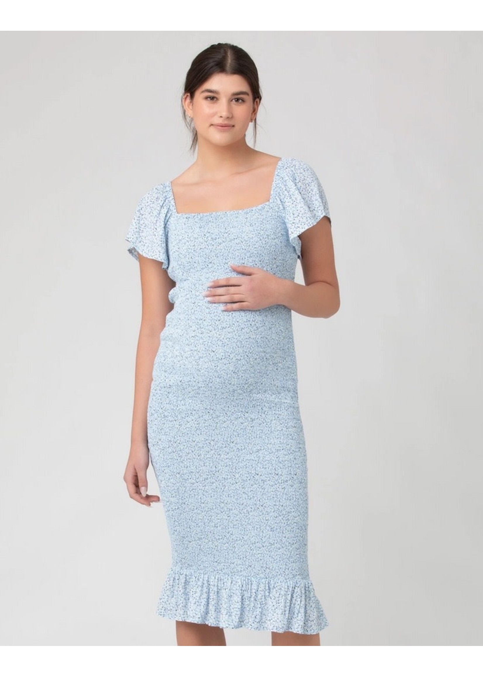 Ripe Maternity Ripe Maternity, Selma Shirred Dress || Pale Blue