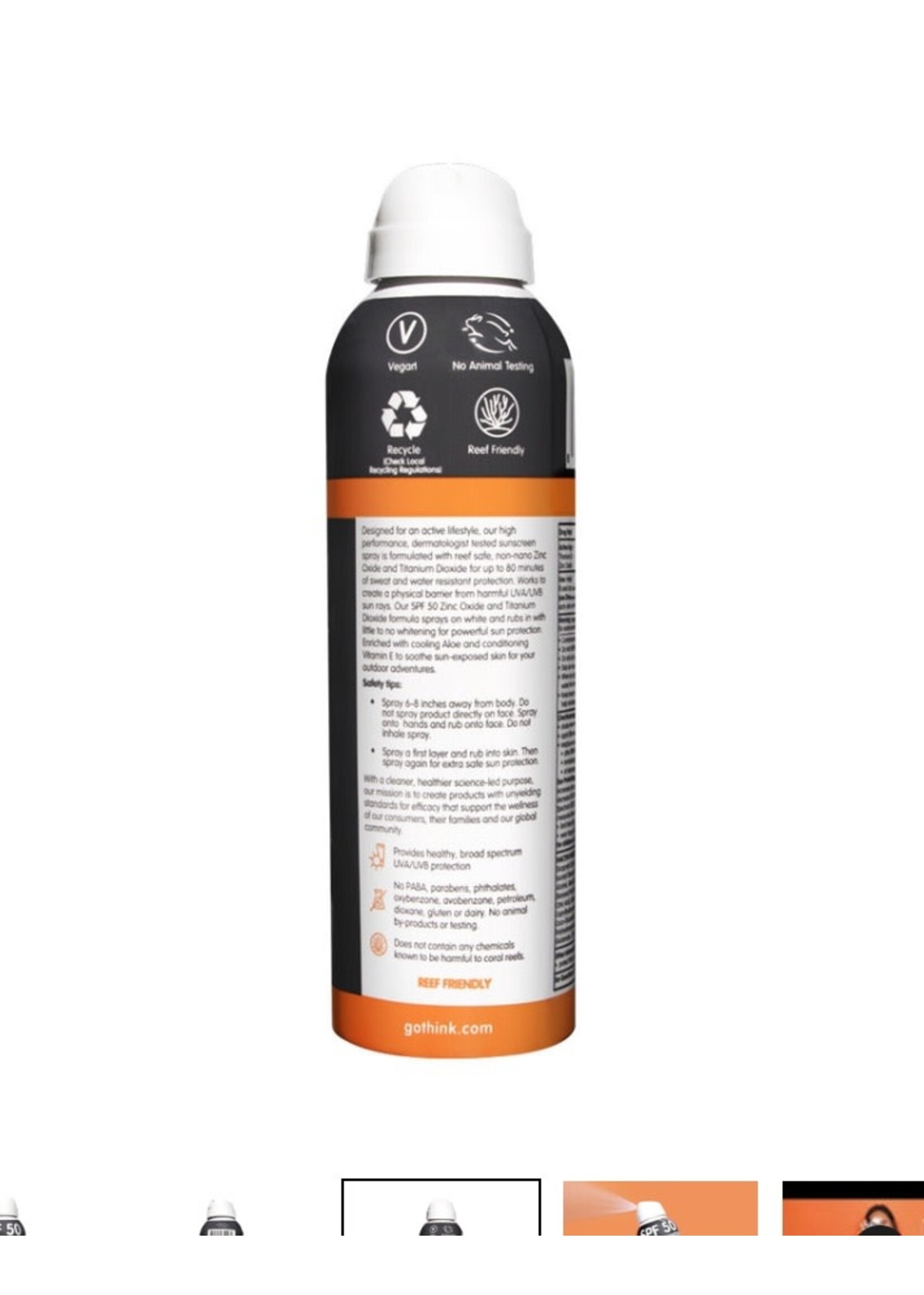 Thinkbaby Thinksport, All Sheer Mineral Sunscreen Spray SPF 50
