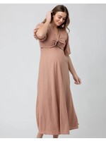 Ripe Maternity Ripe Maternity, Camille Tie Front Linen Dress || Clay