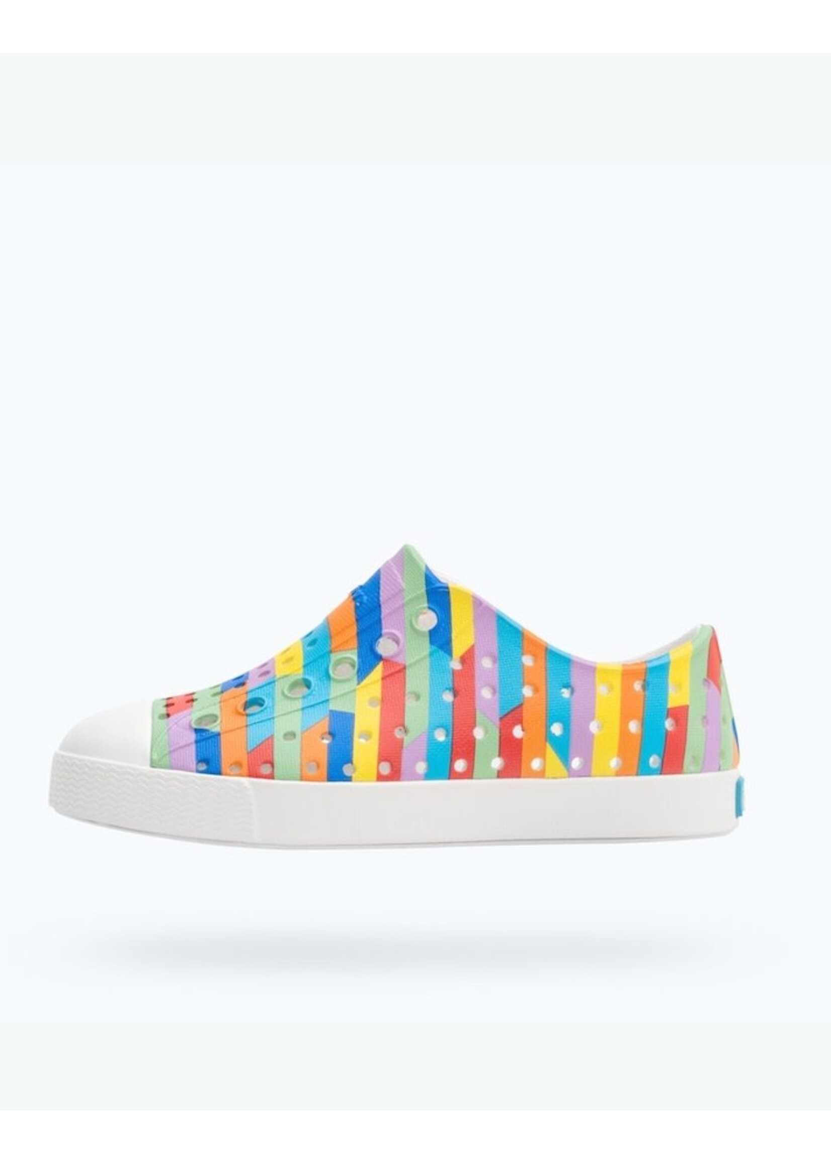 Native Shoes Native Shoes, Jefferson Sugarlite™ Print Child || Shell White/ Shell White/ Rainbow Multi Stripe 2