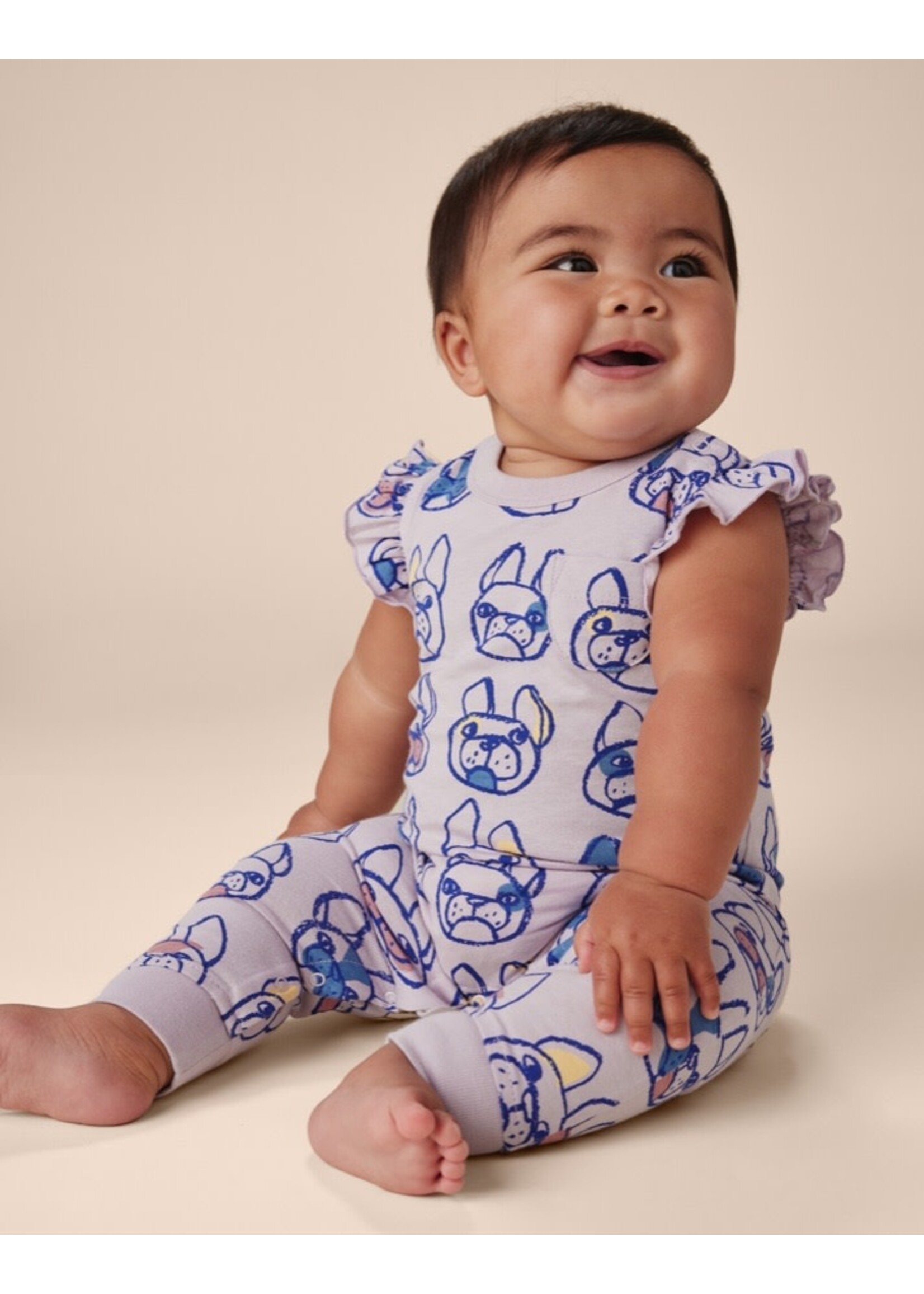 Tea Collection Tea Collection, Pocket Flutter Baby Romper || French Bulldogs