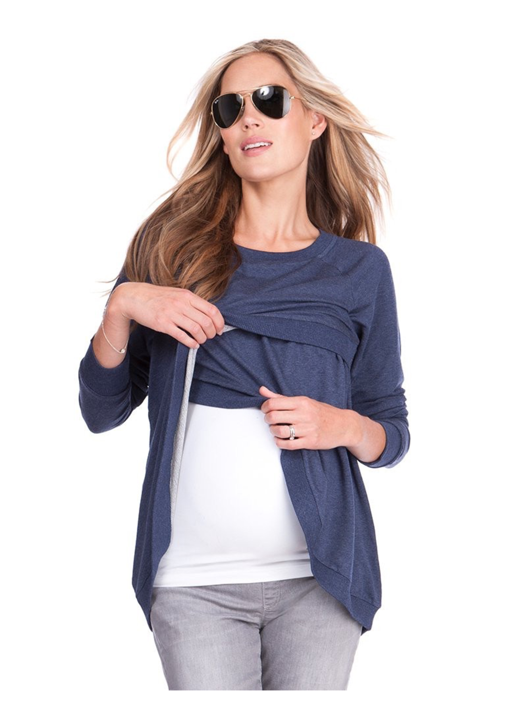 Seraphine Seraphine, Sybil, Crossover Maternity & Nursing Sweater || Blue Marl