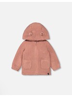 Deux Par Deux Deux Par Deux, Sherpa Hooded Zip Jacket || Powder Pink