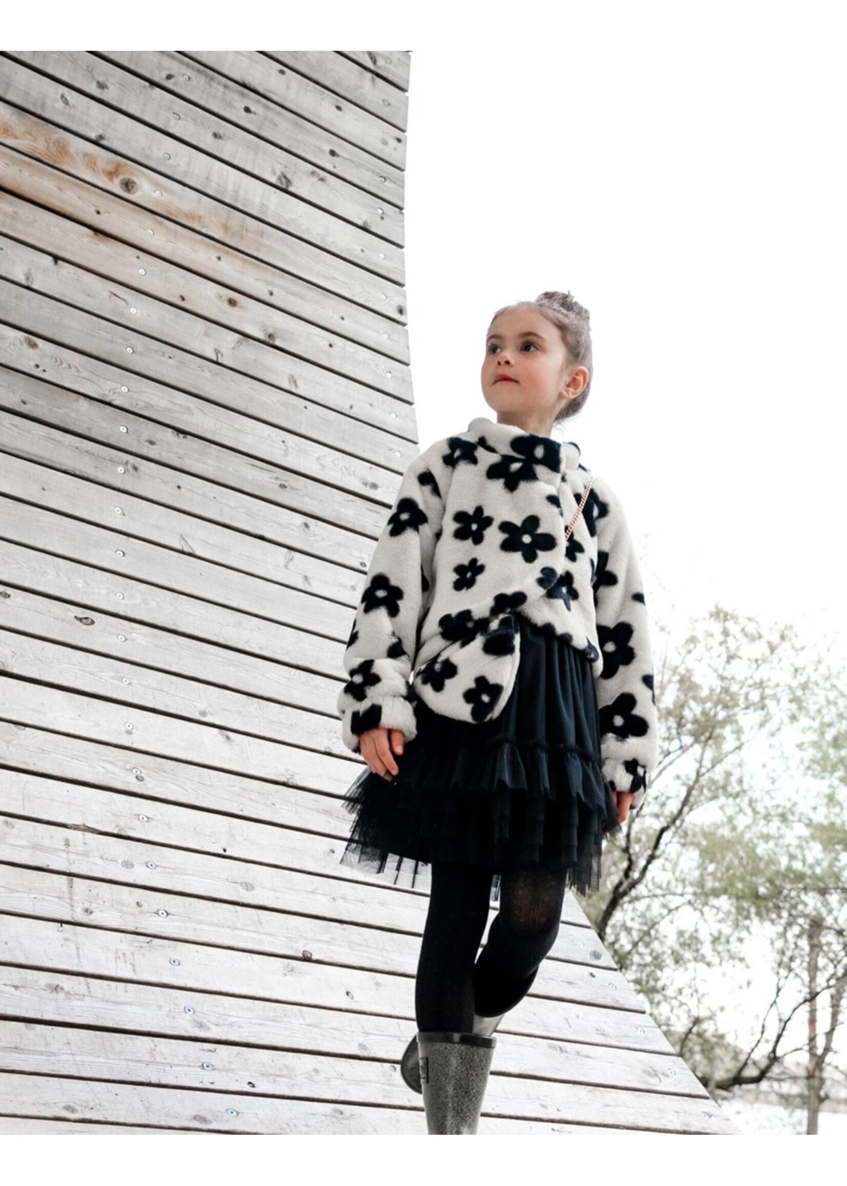Black and white hotsell faux fur jacket