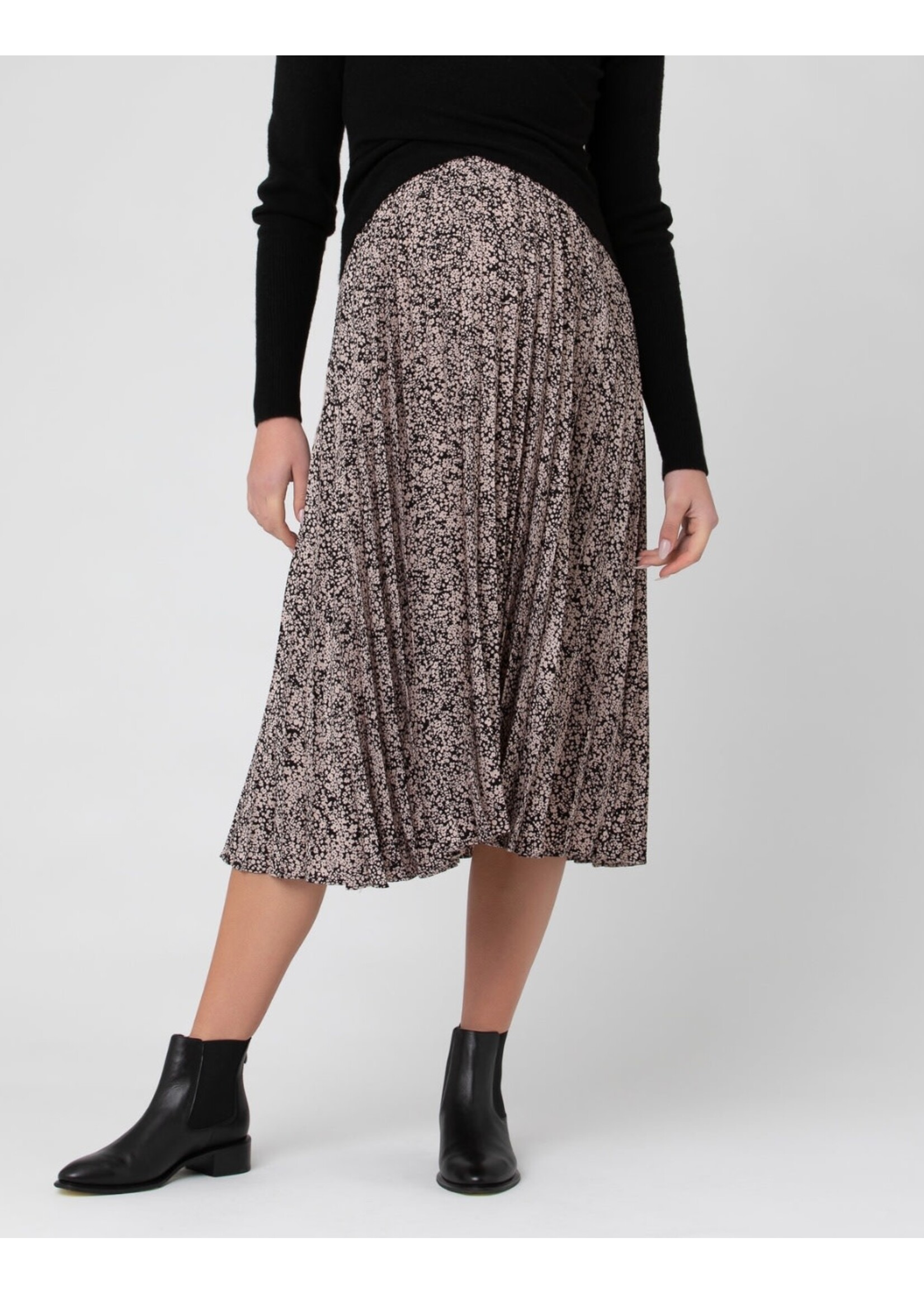 Ripe Maternity Ripe Maternity, Florence Pleat Skirt || Black / Dusty Pink