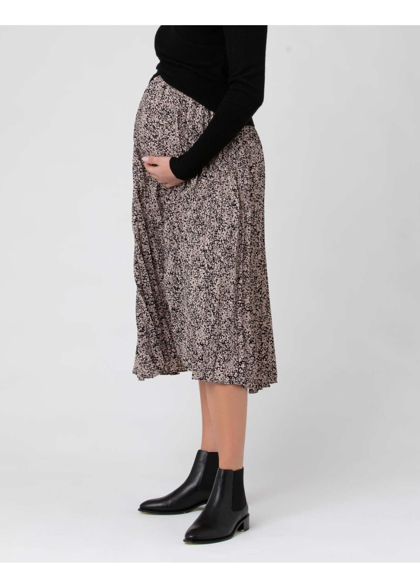 Ripe Maternity Ripe Maternity, Florence Pleat Skirt || Black / Dusty Pink