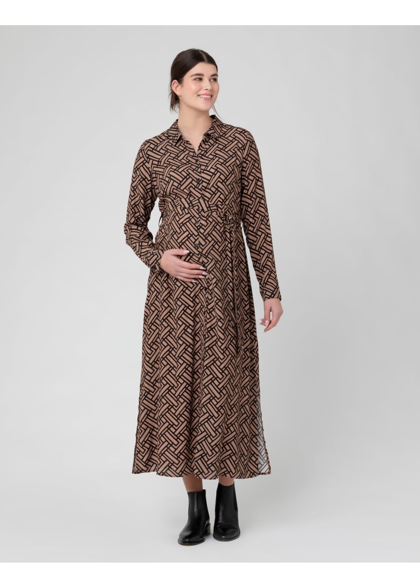 Ripe Maternity Ripe Maternity, Gia Shirt Dress || Black / Latte