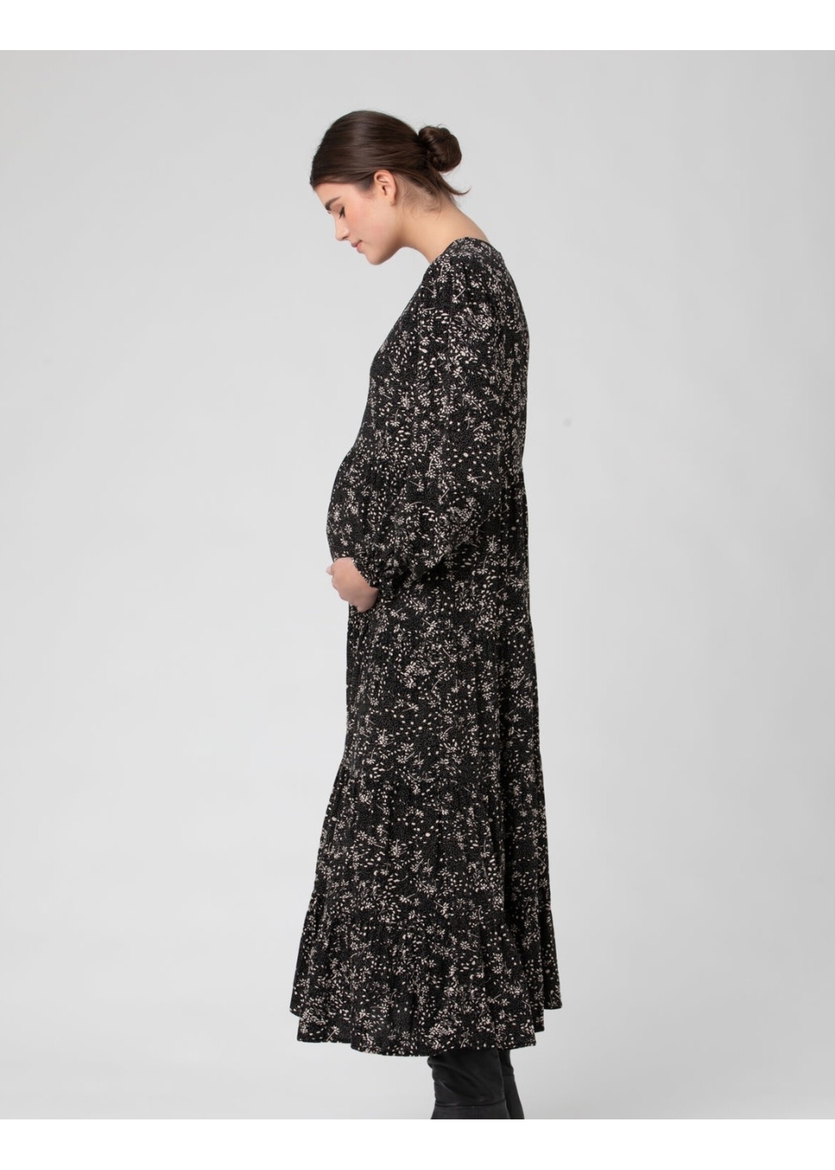Ripe Maternity Ripe Maternity, Trixie Tiered Dress || Black / Natural
