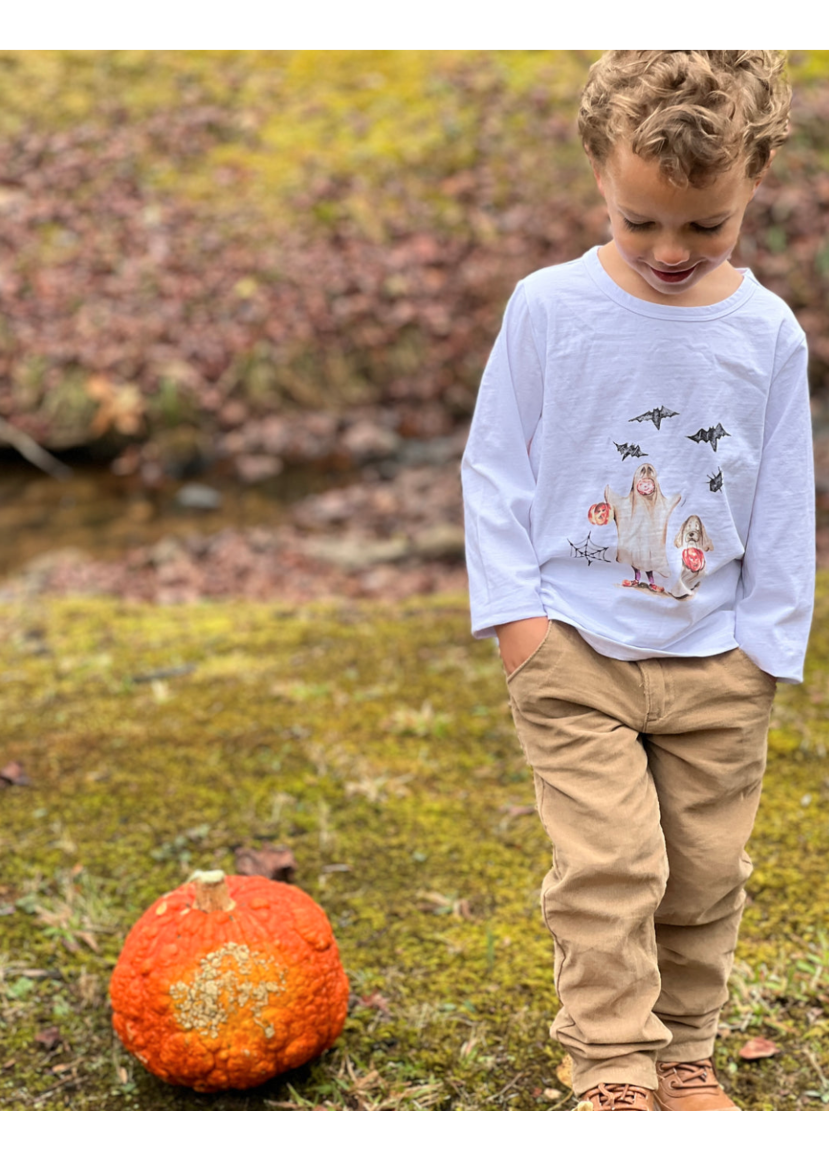 Me & Henry Me & Henry, CHEROKEE Raglan Henry Ghost Printed Tee || White