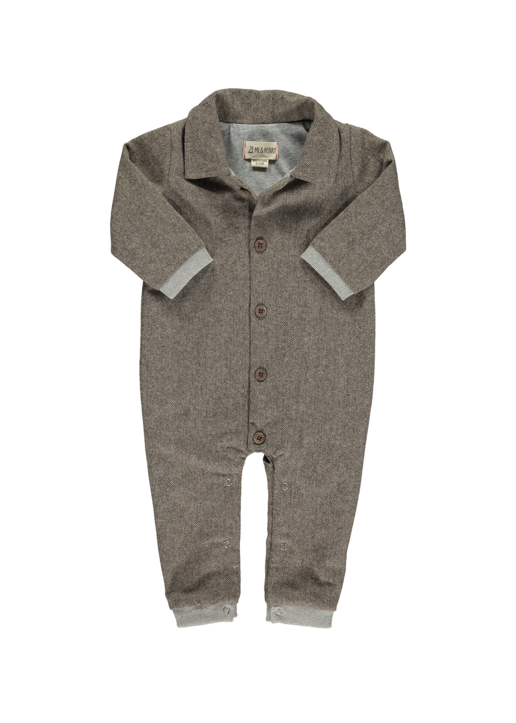 Me & Henry Me & Henry,  Lumberjacket Romper || Brown Tweed