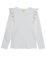 Creamie Creamie, Long Sleeve Ruffle T-Shirt || White