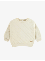 Souris Mini Souris Mini, Quilted Crewneck Loose Fit Sweatshirt || Cream