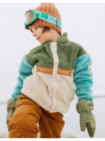 Souris Mini Souris Mini, Sherpa Colour Block Button Down Sweatshirt || Green