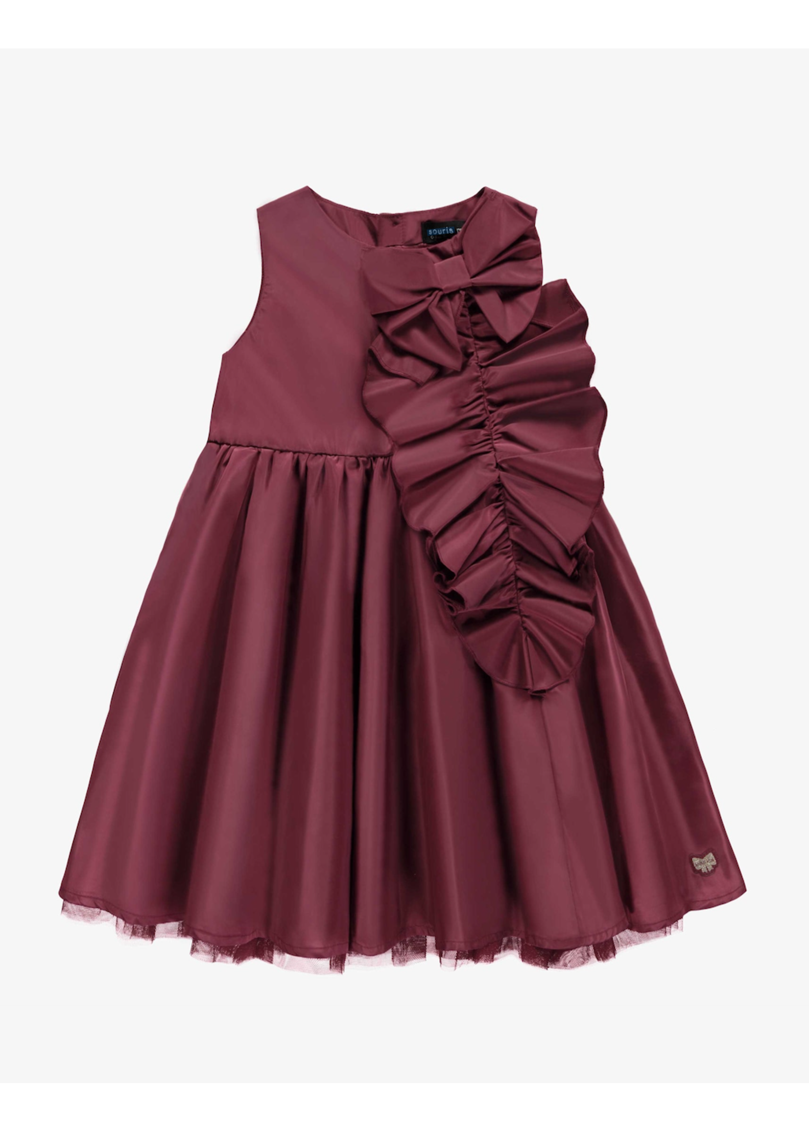 Souris Mini Souris Mini,  Flared Dress with Wide Taffeta Straps || Red