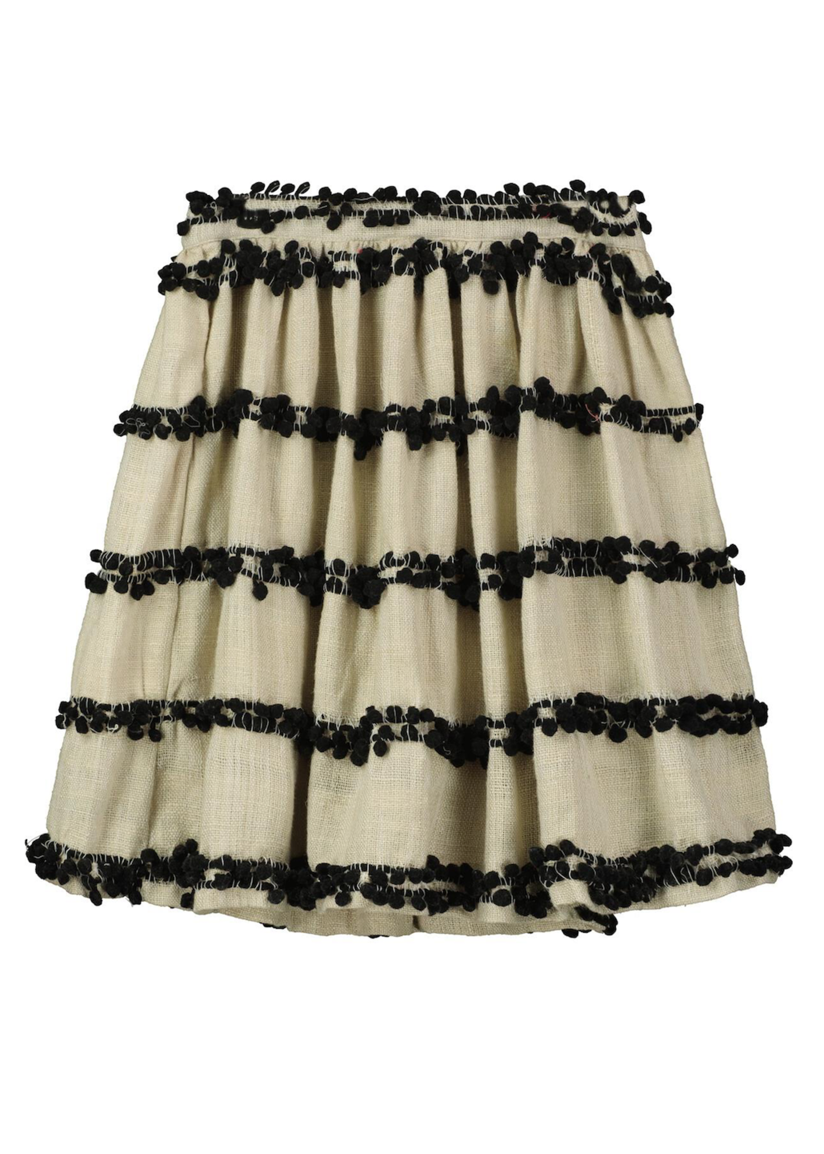 Poppet & Fox Poppet & Fox, Pom Pom Skater Skirt || Oatmeal Fabric with Black Pom Poms