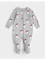 Petit Lem Petit Lem, Santa Print || Heather Grey Sleeper