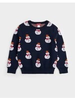 Petit Lem Petit Lem, Snowman Knit Sweater || Dress Blue