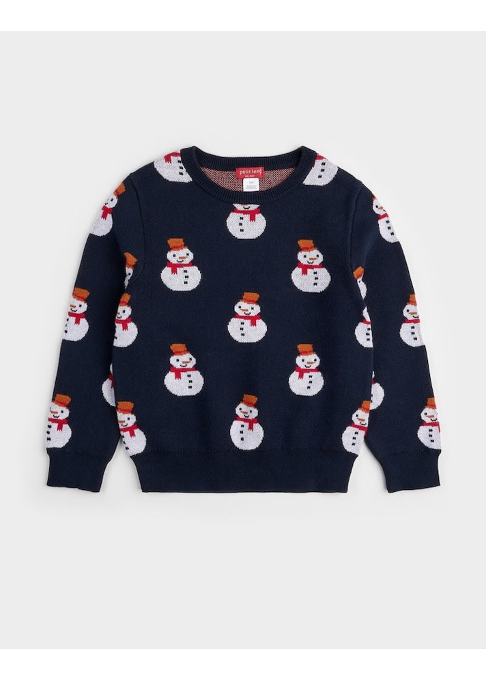 Petit Lem Petit Lem, Snowman Knit Sweater || Dress Blue