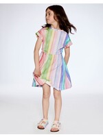 Deux Par Deux Deux Par Deux, French Terry Dress || Rainbow Stripe