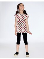 Deux Par Deux Deux Par Deux, Pop Strawberry Printed  Organic Cotton Long Top With Frill || White